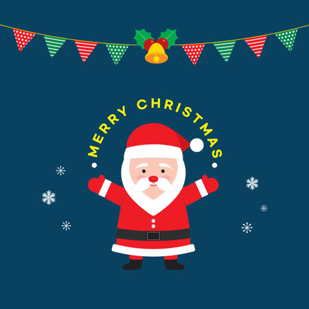 Merry Christmas and Happy New Year Greeting Card with Santa Claus. Vector illustrationのイラスト素材