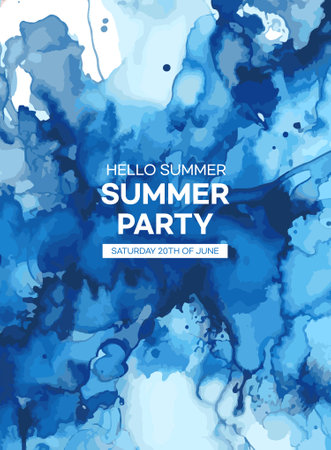 Blue watercolor background. Vector illustration for your design. Template for card, poster, banner.のイラスト素材