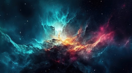 Abstract background of the night sky with stars and nebula. 3d renderingの素材