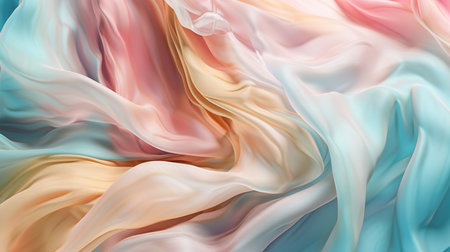 abstract background of silk fabric with waves and swirls in itの素材