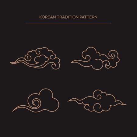 Korean Traditional Pattern.Set of decorative clouds. Vector illustration. Design elements for your business.のイラスト素材