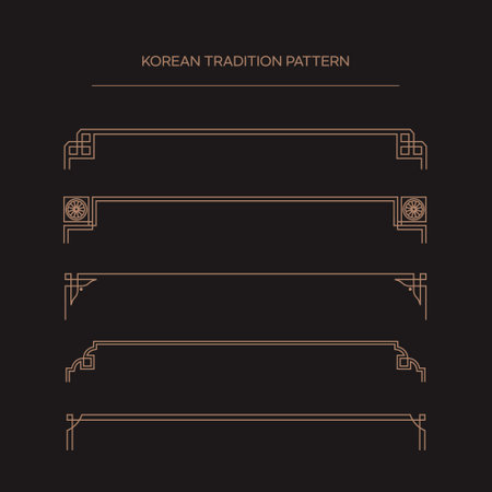Korean Traditional Pattern.Set of decorative elements for design. Template for laser cutting. Vector illustration.のイラスト素材