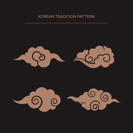 Korean Traditional Pattern.Clouds icon set. Design elements. vector illustration eps 10のイラスト素材