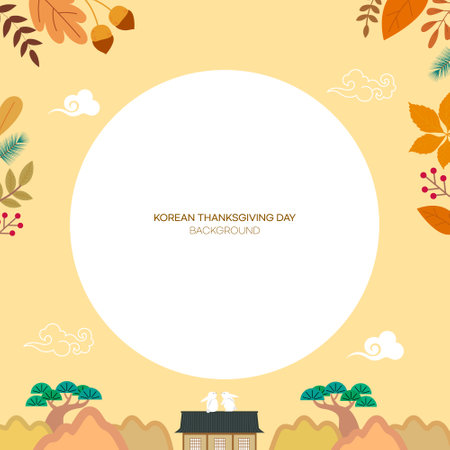 Korean Traditional Thanksgiving Day, Chuseok Frame backgroundのイラスト素材