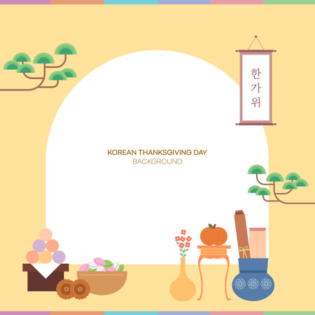 Korean Traditional Thanksgiving Day, Chuseok Frame backgroundのイラスト素材