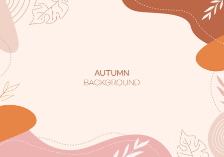 Autumn background with leaves and abstract shapes. Vector Illustration.のイラスト素材