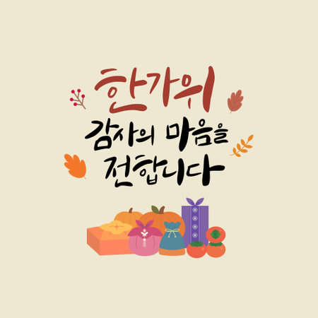 Korean Traditional Thanksgiving Day, Chuseok Calligraphy-Thank you for the Chuseok holidayのイラスト素材