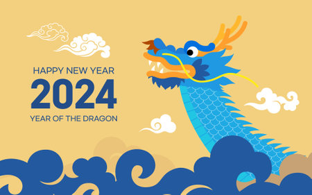 2024 Blue Dragon Year Illustrationのイラスト素材