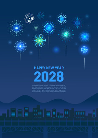 Happy New Year Fireworks & Celebration Imagesのイラスト素材