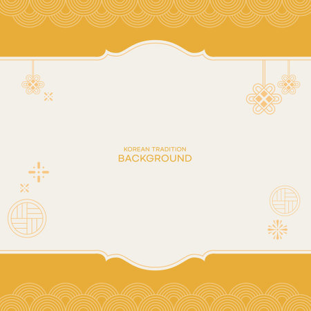 Korean New Year background with gold pattern and place for your text.のイラスト素材