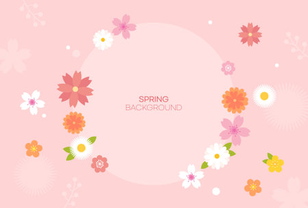 Spring background with flowers and place for your text. Vector illustration.のイラスト素材