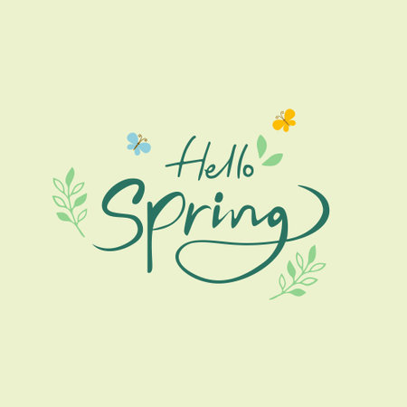 Spring Calligraphy text: hello springのイラスト素材