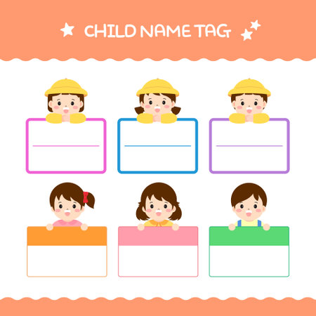 kids sticker name tag setのイラスト素材