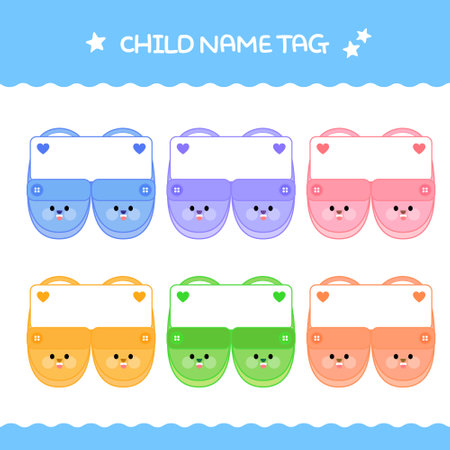 kids sticker name tag setのイラスト素材