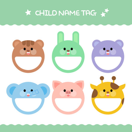 kids sticker name tag setのイラスト素材