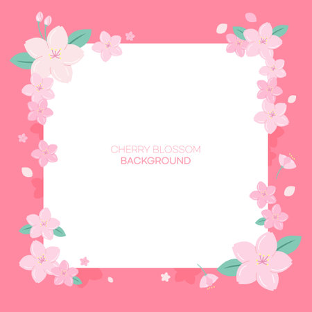 Cherry blossom frame on pink background with copy space for textのイラスト素材