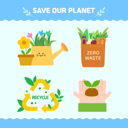 Save our planet. Save the planet. Vector illustration, flat designのイラスト素材