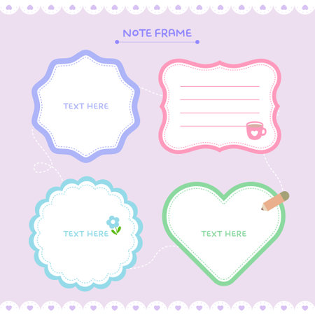 A collection of various notepad diary decorating stickersのイラスト素材