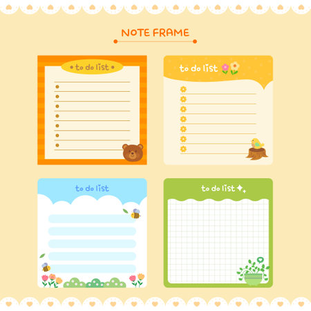 A collection of various notepad diary decorating stickersのイラスト素材