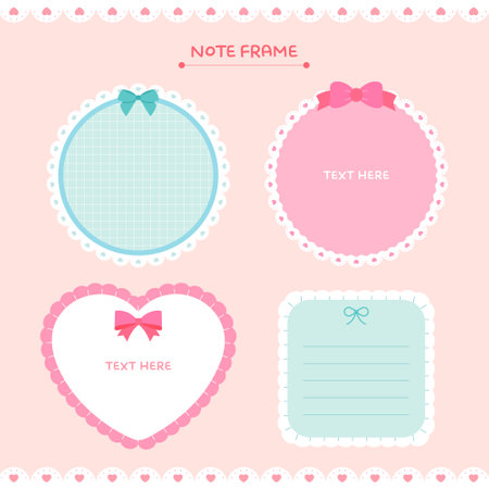A collection of various notepad diary decorating stickersのイラスト素材