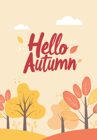hello autumn card design, vector illustration eps10 graphic backgroundのイラスト素材