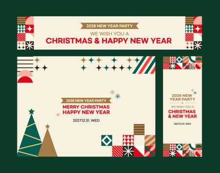 Christmas and New Year greeting card design template. Vector illustration EPS10のイラスト素材
