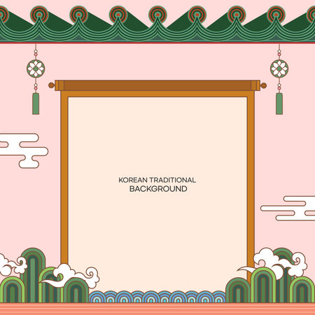 Vector illustration of oriental window frame with place for text. Template for your designのイラスト素材