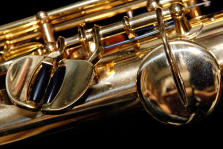 Close up of the keys on a soprano saxophoneの写真素材