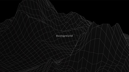 Element contour mountain surface. Design grid structure vector black-white and white contour line template for posters, banners, presentations, ads, and flyers, isolated on black background.のイラスト素材