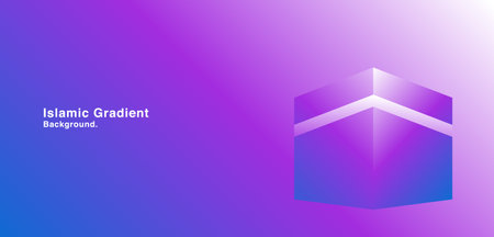 Kaaba on blue-purple gradient background. Design creative concept for Islamic celebration day background with minimalist style. Suitable for visual identity, and background.のイラスト素材