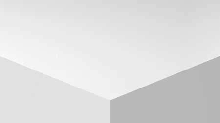Minimal corner cube podium illustration. Minimal stand, platform, and everything related to display.のイラスト素材