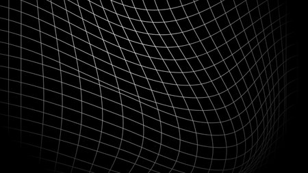 Perspective wafy flowed grid lines on black background. Design for technology, network, illustration, construction, and digital data visualization.のイラスト素材