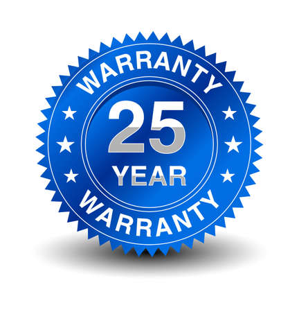 Reliable powerful 25  year warranty badge.のイラスト素材