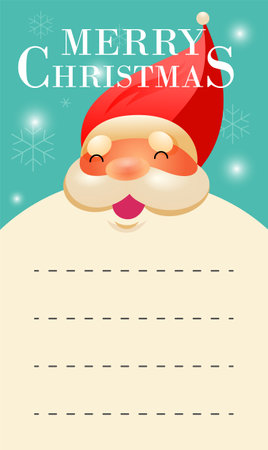 Merry Christmas Happy smiling Santa Claus Christmas greeting card with the beard. Happy Xmas new year greeting gift card design template vector Illustration.のイラスト素材