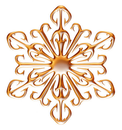 Gold snow flake for Christmas on white background.の写真素材