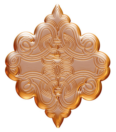 ancient gold ornament on a white backgroundの写真素材