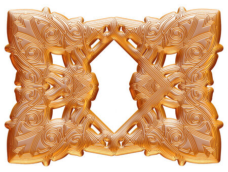 ancient gold ornament on a white backgroundの写真素材