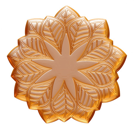 ancient gold ornament on a white backgroundの写真素材