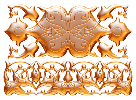 ancient gold ornament on a white backgroundの写真素材