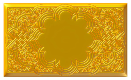 Golden vintage pattern, ornate metal carving background.の写真素材