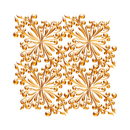 3d set of an ancient gold ornament on a white backgroundの写真素材