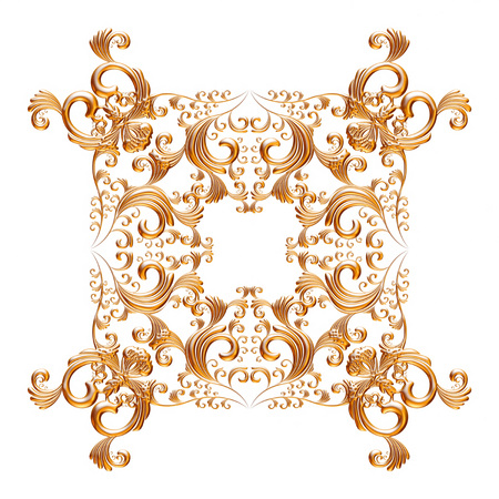 3d set of an ancient gold ornament on a white backgroundの写真素材