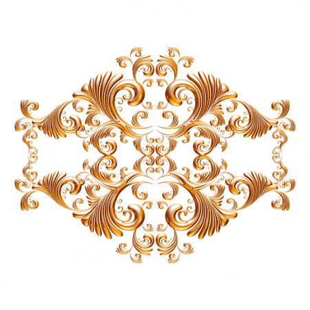 3d set of an ancient gold ornament on a white backgroundの写真素材