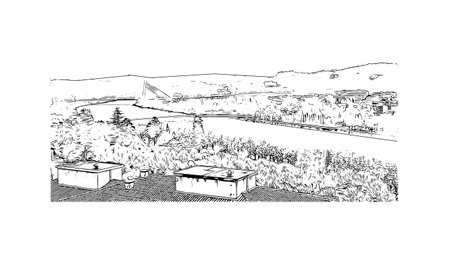 Building view with landmark of Coimbra is the
city in Portugal. Hand drawn sketch illustration in vector.のイラスト素材