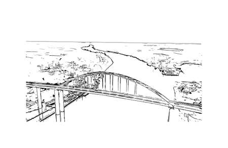 Building view with landmark of Chesapeake is the 
city in Virginia. Hand drawn sketch illustration in vector.のイラスト素材