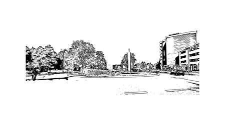Building view with landmark of Leverkusen is the 
city in Germany. Hand drawn sketch illustration in vector.のイラスト素材