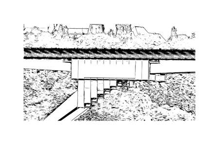 Building view with landmark of Luxembourg city is the capital in Luxembourg. Hand drawn sketch illustration in vector.のイラスト素材