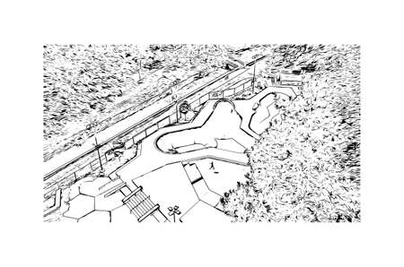 Building view with landmark of Luxembourg is the capital city in  Luxembourg. Hand drawn sketch illustration in vector.のイラスト素材