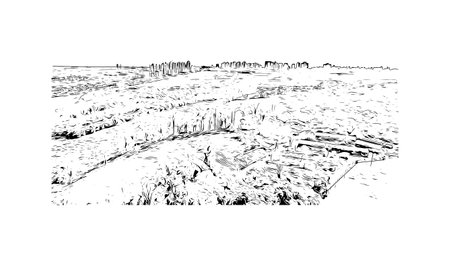 Building view with landmark of Londrina is a city in southern Brazil. Hand drawn sketch illustration in vector.のイラスト素材