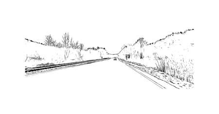 Building view with landmark of Montpelier is the 
city in Vermont. Hand drawn sketch illustration in vector.のイラスト素材